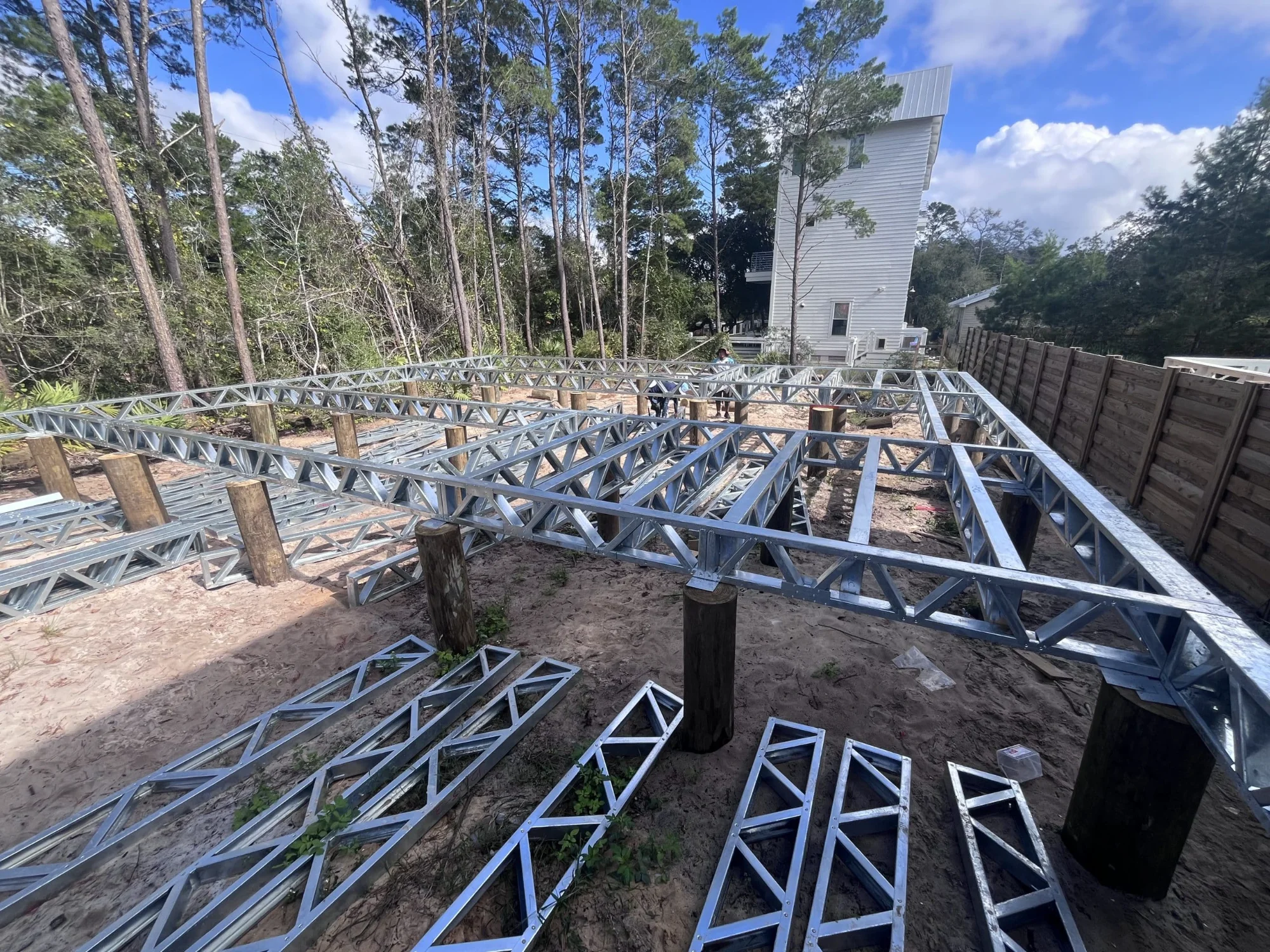 Steel floor joist system on Texas foundation